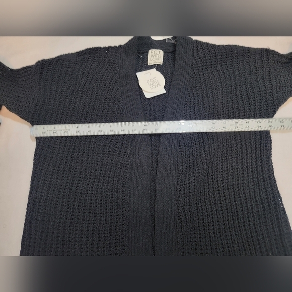 FTC WITH LOVE Women's Size 1X  Black Open Front Sweater/Cardigan with Pockets - Picture 5 of 12